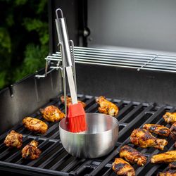 TableCraft BBQ Red/Silver Stainless Steel Brush/Sauce Pan