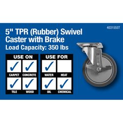 Titan 5 in. D Swivel Thermoplastic Rubber Caster 350 lb 1 pk