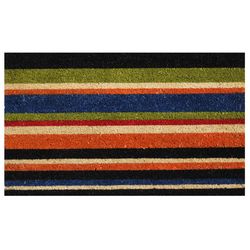 Home & More 1.42 ft. W X 2.42 ft. L Multi-color Triple Stripe Coir Door Mat