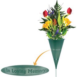 Novelty 9.2 in. H X 5.25 in. W X 5.25 in. D Green Plastic Cemetery Vase