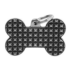 MyFamily Bronx Black Bone Studs Metal Pet Tags X-Large