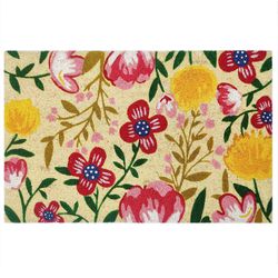 First Concept 18 in. W X 30 in. L Multi-Color Flowers Coir Door Mat
