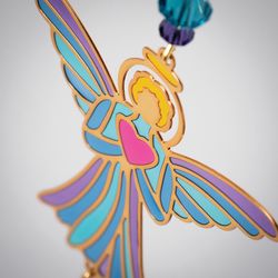 Woodstock Chimes Crystal Dreams Multicolored Acrylic/Glass/Metal 5 in. H X 4 in. L Angel Suncatcher