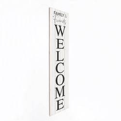 P Graham Dunn Multicolored Wood 60 in. H X 14 in. L X 0.75 in. W Family and Friends Welcome Porch Si