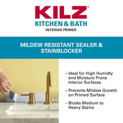 KILZ Kitchen & Bath White Flat Water-Based Mold Killing Primer 1 gal