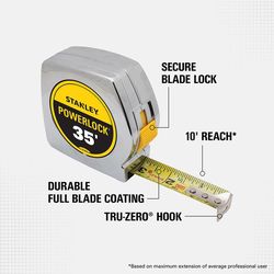 Stanley PowerLock 35 ft. L X 1 in. W Compact Tape Measure 1 pk