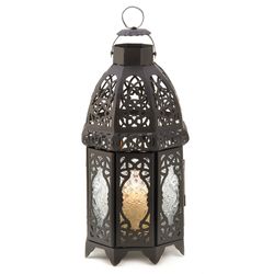 Gallery of Light Moroccan Style Lace Glass/Metal Black Lantern