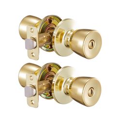Ace Tulip Knob Polished Brass Entry Door Kit KW1 1-3/4 in.