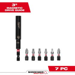 Milwaukee Shockwave Assorted X 3 in. L Magnetic Drive Guide and Bit Set Alloy Steel 7 pc