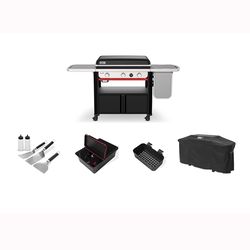 Weber Slate 30 LP Griddle Bundle: Grill Cover, Thermometer, Storage Bin