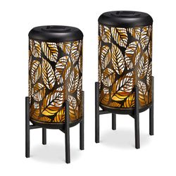 Glitzhome Black LED Solar Lantern