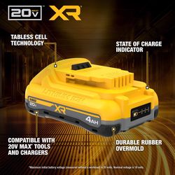 DEWALT 20V MAX XR DCB2104 4 Ah Lithium-Ion Tabless Battery 1 pc