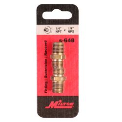 Milton Brass Hex Nipple 1/4 in. MPT X 1/4 in. 2 pc