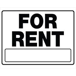 HILLMAN English White For Rent Sign 20 in. H X 24 in. W