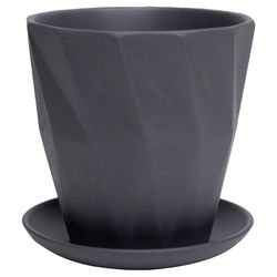 Chive Virago 5 in. D Ceramic Shape G Flower Pot Black