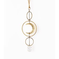 Matr Boomie Antique Gold Glass/Metal 0.25 in. H X 9 in. L X 4 in. W Crescent Moon Suncatcher
