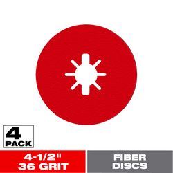 Diablo 4-1/2 in. D X 7/8 in. Aluminum Oxide Fiber Disc 36 Grit 4 pk