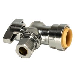 QuickFitting 1/2 in. Push-Fit in. X 3/8 in. Chrome Plated Angle Stop Valve