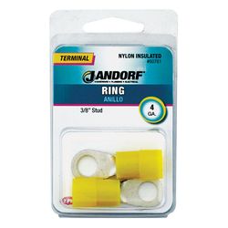 Jandorf 4 Ga. Insulated Wire Ring Terminal Yellow 2 pk