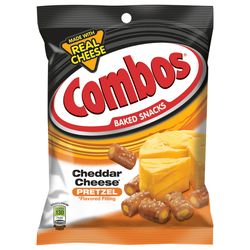 Combos Baked Snacks Cheddar Cheese Filled Pretzels 6.3 oz Bagged