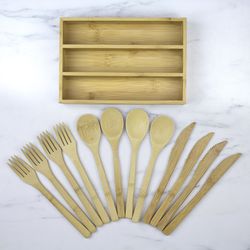 Totally Bamboo Brown Bamboo Organizer and Flatware set
