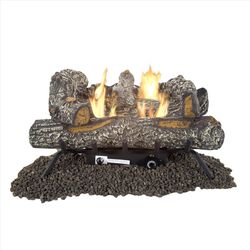 Pleasant Hearth Southern Oak Ventless Dual Fuel Fireplace Log Set 3 hr 1 pk
