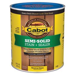Cabot Semi-Solid Low VOC Semi-Solid Tintable Neutral Base Oil-Based Alkyd Deck and Siding Stain 1 qt