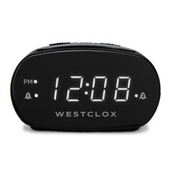 Westclox .7 in. Black Alarm Clock Digital Plug-In