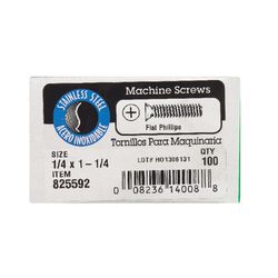 HILLMAN No. 1/4-20 Ga. X 1-1/4 in. L Phillips Flat Head Stainless Steel Machine Screws 1 pk