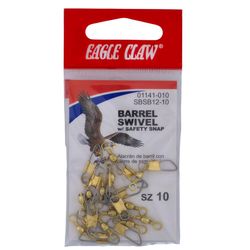 Eagle Claw #10 BRASS BARREL SWIVEL W/SAFETY SNAP Fishing Tackle