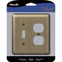 Amerelle Devon Brushed Brass 2 gang Stamped Steel Duplex/Toggle Wall Plate 1 pk