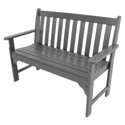 Ivy Terrace Gray HDPE Traditional Garden Bench 35.25 in. H X 24 in. L X 48.5 in. D
