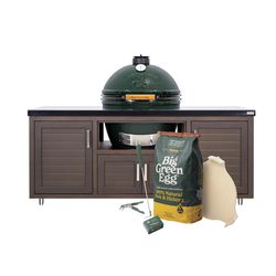 Big Green Egg 24 in. XLarge EGG Package with 69 Modern Farmhouse Table Charcoal Kamado Grill and Sm