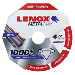 LENOX MetalMax 4-1/2 in. D X 7/8 in. X .050 in. thick Diamond/Metal Cut-Off Wheel 1 pc