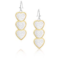 Montana Silversmiths Women's Triple Heart Dangle Gold/Silver Earrings