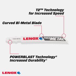 LENOX Power Arc 3-5/8 in. Bi-Metal T-Shank Jig Saw Blade 14 TPI 3 pc