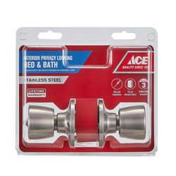 Ace Tulip Knob Satin Stainless Steel Privacy Lockset 1-3/4 in.