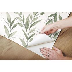 Magnolia Home by Joanna Gaines 20.5 in. W X 216 in. L Olive Branch Peel and Stick Wallpaper