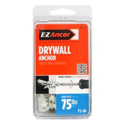 E-Z Ancor 1/4 in. D X 1-1/4 in. L Nylon Ribbed Head Drywall Anchors 20 pk