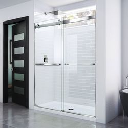 DreamLine Essence 76 in. H X 56-60 in. W Chrome Frameless Shower Door