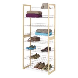 Whitmor 27.5 in. H X 25 in. W X 11.63 in. L Chrome/Wood Closet Organizer