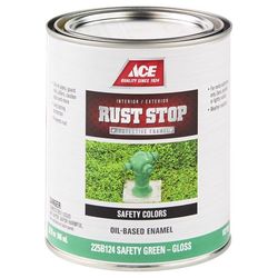 Ace Rust Stop Indoor and Outdoor Gloss Safety Green Oil-Based Enamel Rust Prevention Paint 1 qt