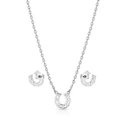 Montana Silversmiths Women's White Opal Horseshoe Silver Jewelry Sets Water Resistant