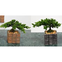 Eve's Garden 8 in. H X 3 in. D Ceramic Assorted Tile Vase Bonsai Tree Brown/Gray