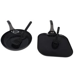 Imusa Mirro Ceramic Coated Aluminum Fry Pan Set Black
