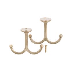 Ace 3.5 in. L Bright Brass Gold Brass Medium Undershelf Long Arm Garment Hook 2 pk