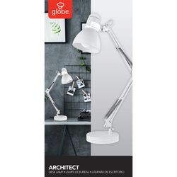 Globe Electric Architect 28 in. Matte White Swing Arm Lamp