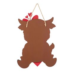 Glitzhome Cow with Heart Hanging Sign MDF Wood 1 pk