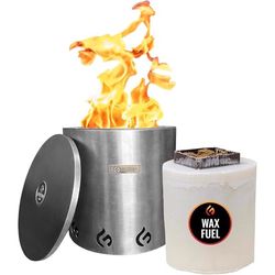 ECOFUEGO 10.63 in. W Stainless Steel Modern Round Wax Fire Pit