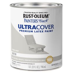 Rust-Oleum Painters Touch Satin Stone Gray Water-Based Ultra Cover Paint Exterior and Interior 1 qt